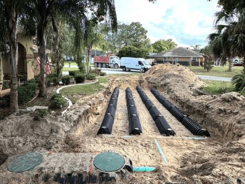 New drain field chambers installed at a residential property by LCI